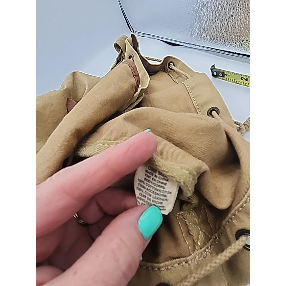 Ralph Lauren Denim & Supply Khaki Green Canvas Shoulder Bag‎ With Leather Accent